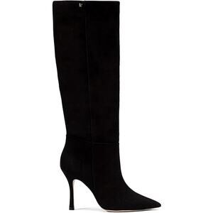 Larroude Women's Kate To The Knee Boots Black Suede Size 7.5 New Floor Model